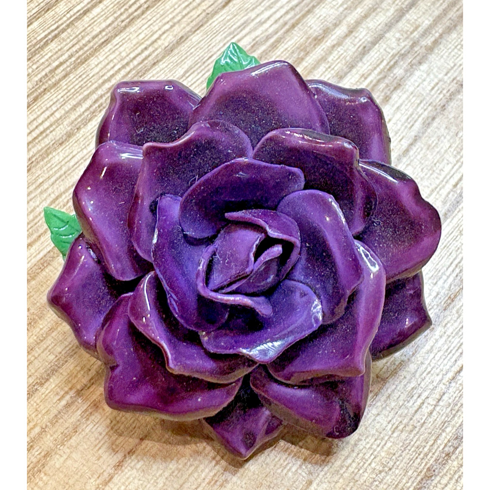 Vintage Large Purple Chrysanthemum Flower Brooch Pin Celluloid West Germany 2"